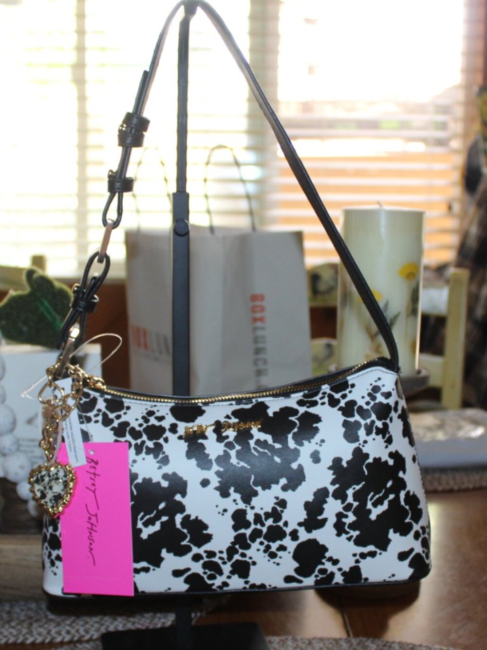 NWT Betsey Johnson western Cow print shoulder bag. BOHO, WESTERN, Darling! - Picture 14 of 15